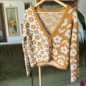 SO Mustard and White Floral Cardigan